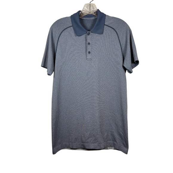 Lululemon Men's Metal Vent Tech Polo Mach Blue / White, Size Small - Picture 3 of 6